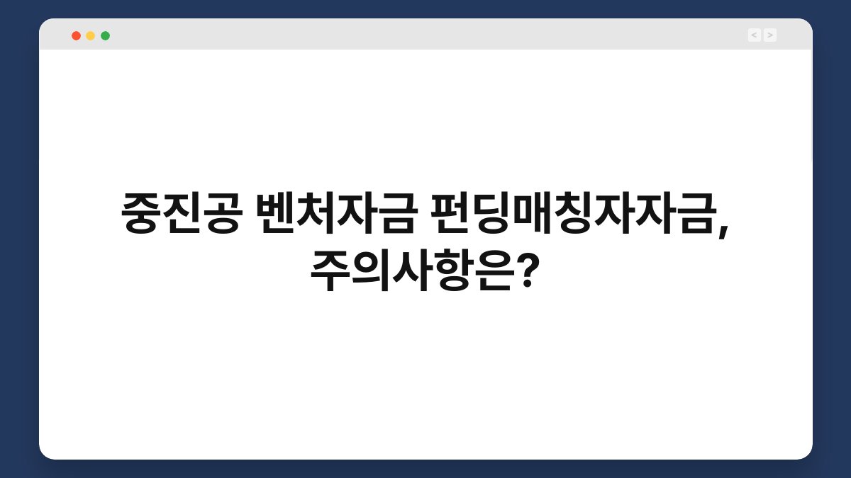 중진공 벤처자금 펀딩매칭자자금, 주의사항은? 1