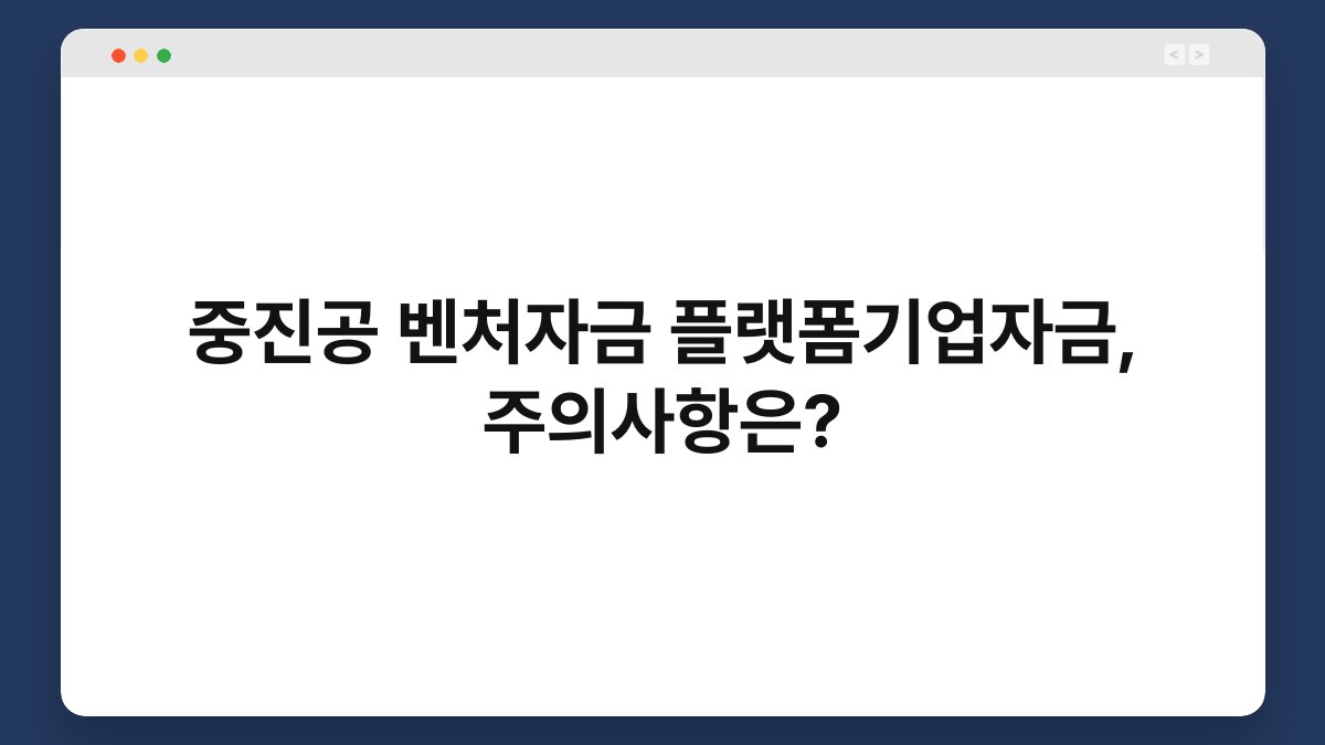 중진공 벤처자금 플랫폼기업자금, 주의사항은? 1