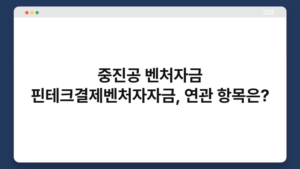 중진공 벤처자금 핀테크결제벤처자자금, 연관 항목은? 1