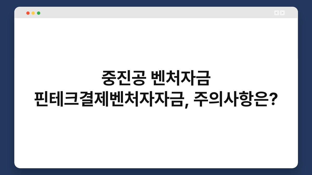 중진공 벤처자금 핀테크결제벤처자자금, 주의사항은? 1