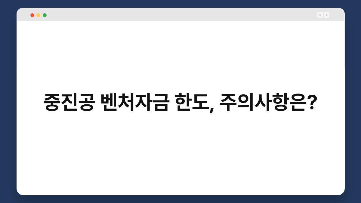 중진공 벤처자금 한도, 주의사항은? 1