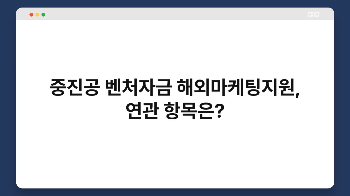 중진공 벤처자금 해외마케팅지원, 연관 항목은? 1