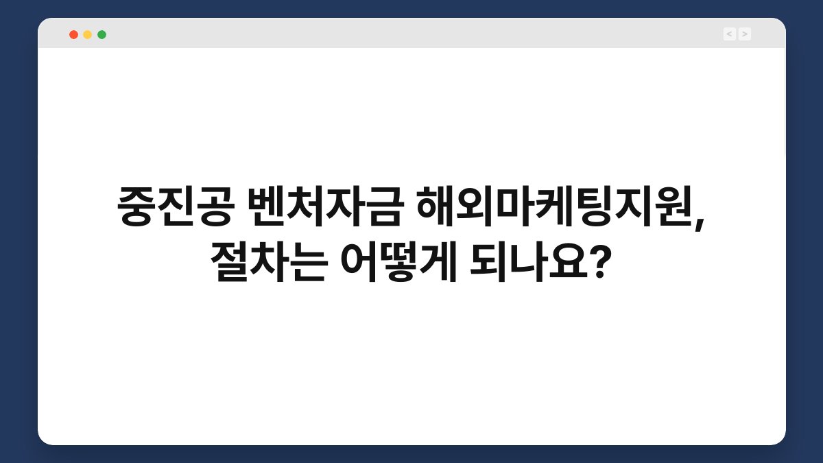 중진공 벤처자금 해외마케팅지원, 절차는 어떻게 되나요? 1