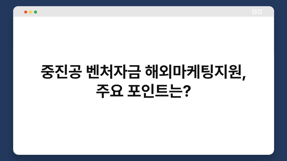 중진공 벤처자금 해외마케팅지원, 주요 포인트는? 1