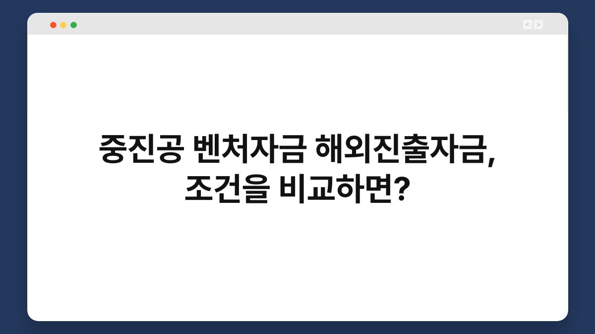 중진공 벤처자금 해외진출자금, 조건을 비교하면? 1