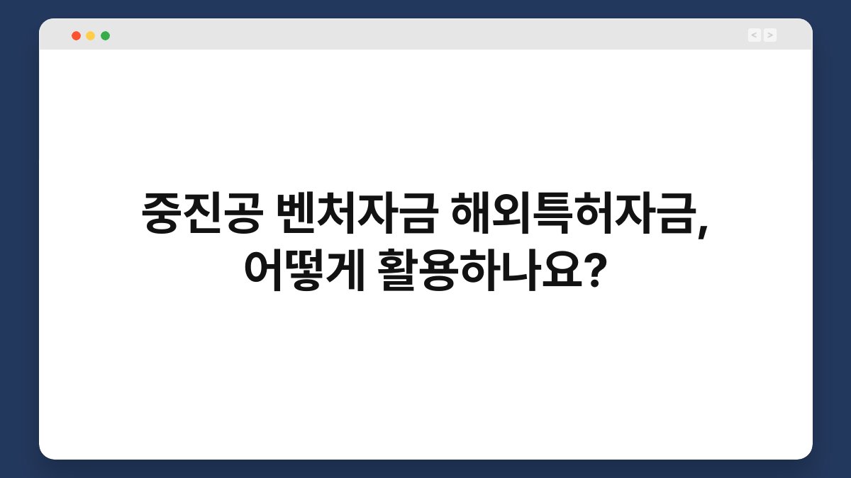 중진공 벤처자금 해외특허자금, 어떻게 활용하나요? 1