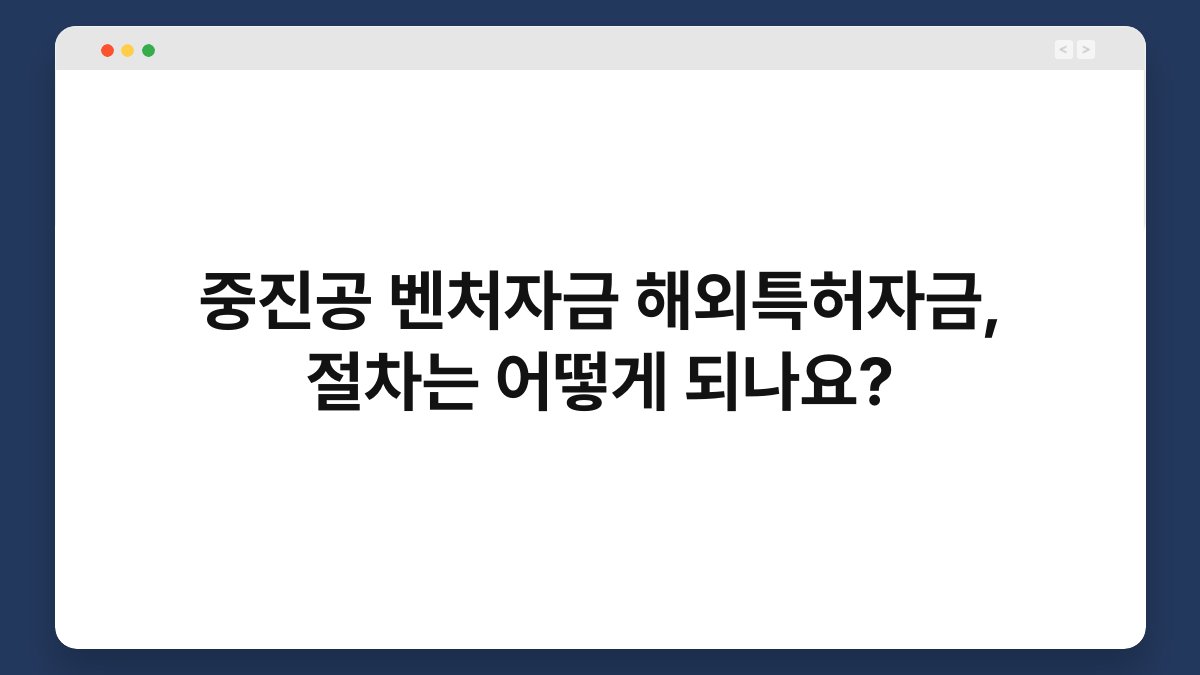 중진공 벤처자금 해외특허자금, 절차는 어떻게 되나요? 1