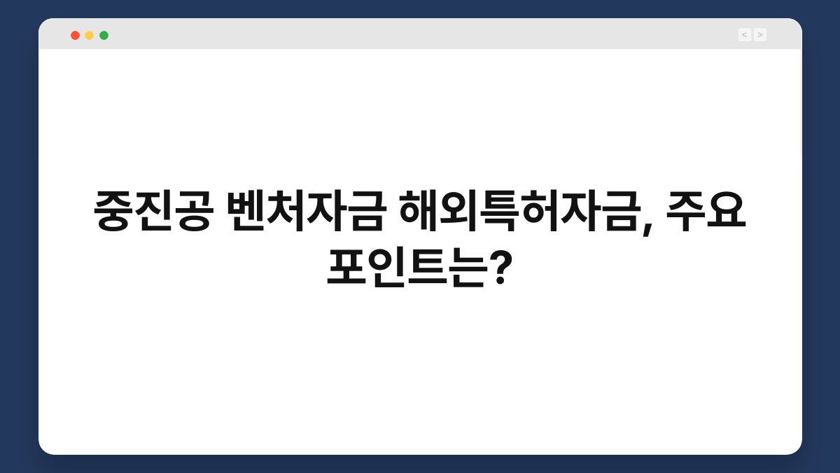 중진공 벤처자금 해외특허자금, 주요 포인트는? 1