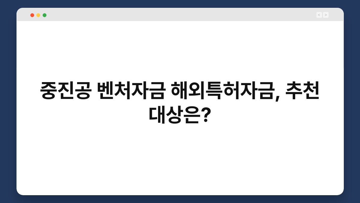 중진공 벤처자금 해외특허자금, 추천 대상은? 1