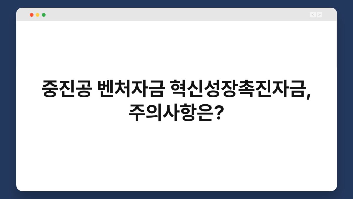 중진공 벤처자금 혁신성장촉진자금, 주의사항은? 1