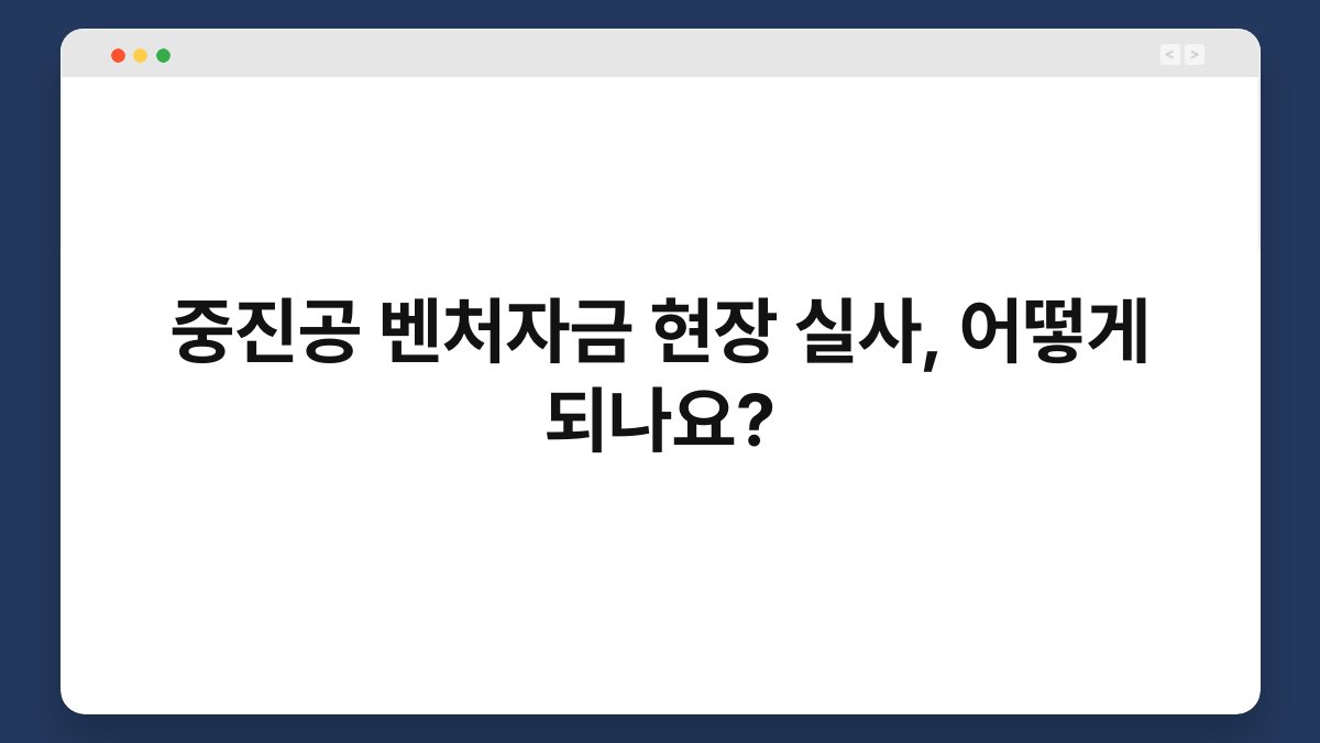 중진공 벤처자금 현장 실사, 어떻게 되나요? 1