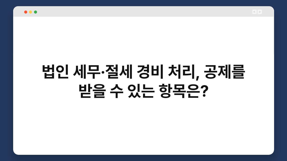 법인 세무·절세 경비 처리, 공제를 받을 수 있는 항목은? 1