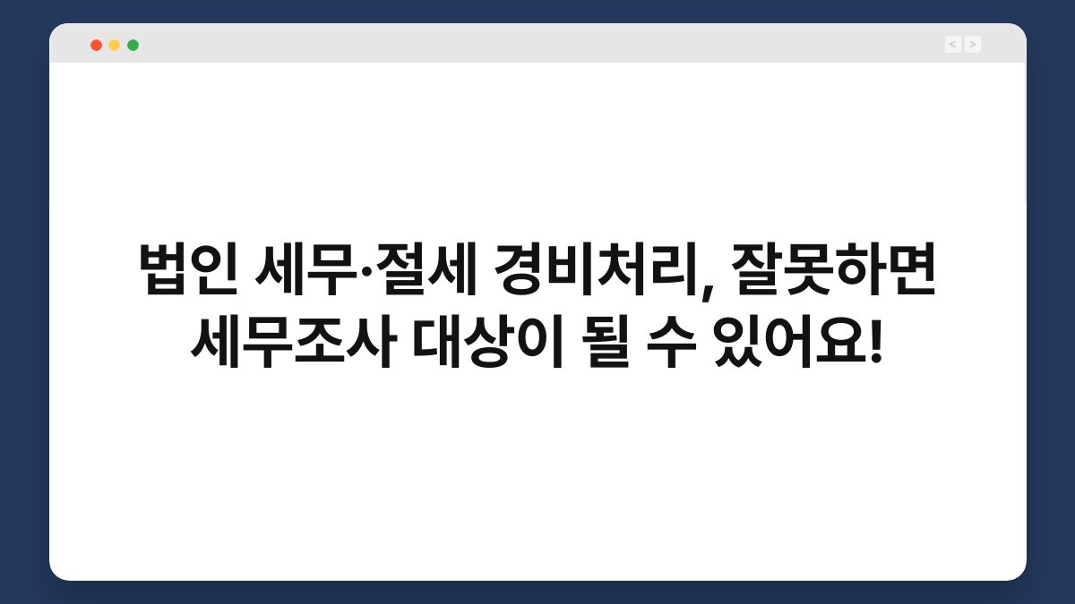 법인 세무·절세 경비처리, 잘못하면 세무조사 대상이 될 수 있어요! 1