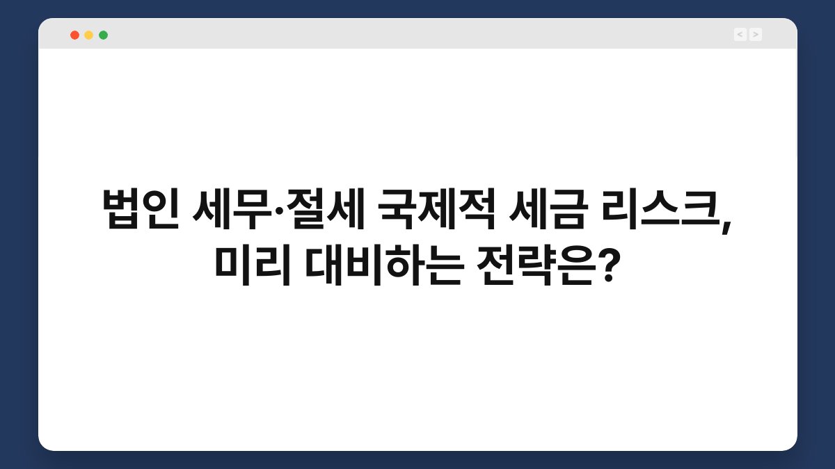 법인 세무·절세 국제적 세금 리스크, 미리 대비하는 전략은? 1