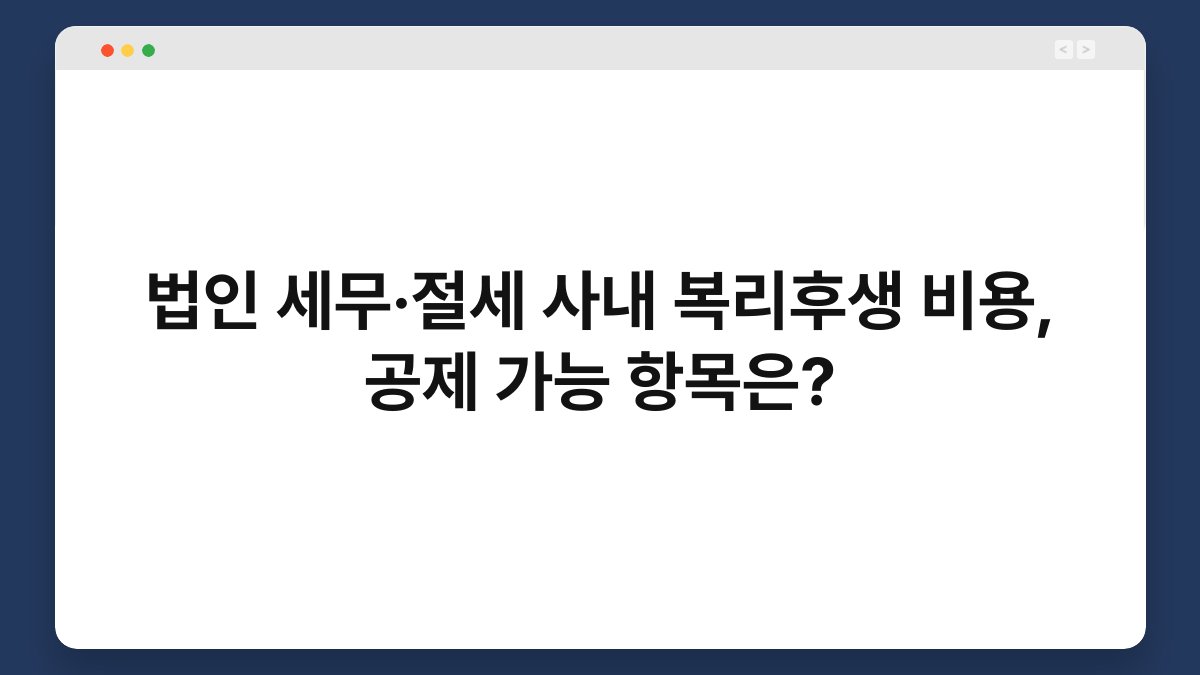 법인 세무·절세 사내 복리후생 비용, 공제 가능 항목은? 1