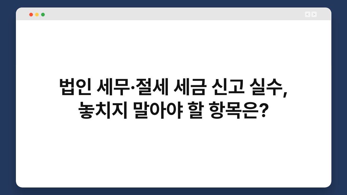 법인 세무·절세 세금 신고 실수, 놓치지 말아야 할 항목은? 1