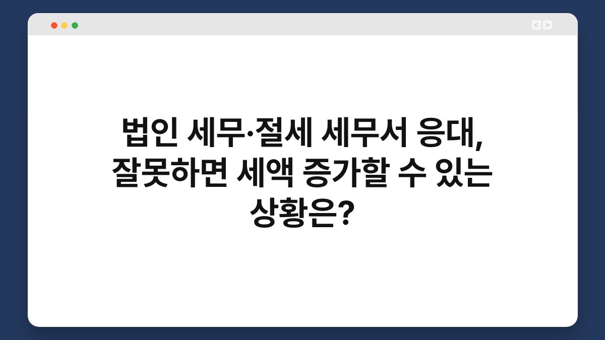 법인 세무·절세 세무서 응대, 잘못하면 세액 증가할 수 있는 상황은? 1