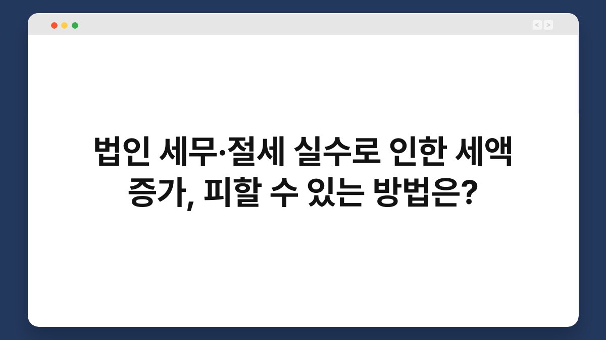 법인 세무·절세 실수로 인한 세액 증가, 피할 수 있는 방법은? 1