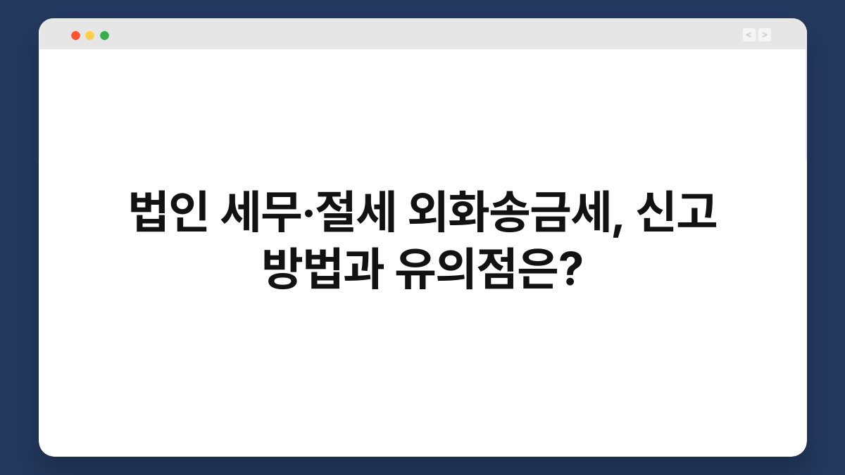 법인 세무·절세 외화송금세, 신고 방법과 유의점은? 1