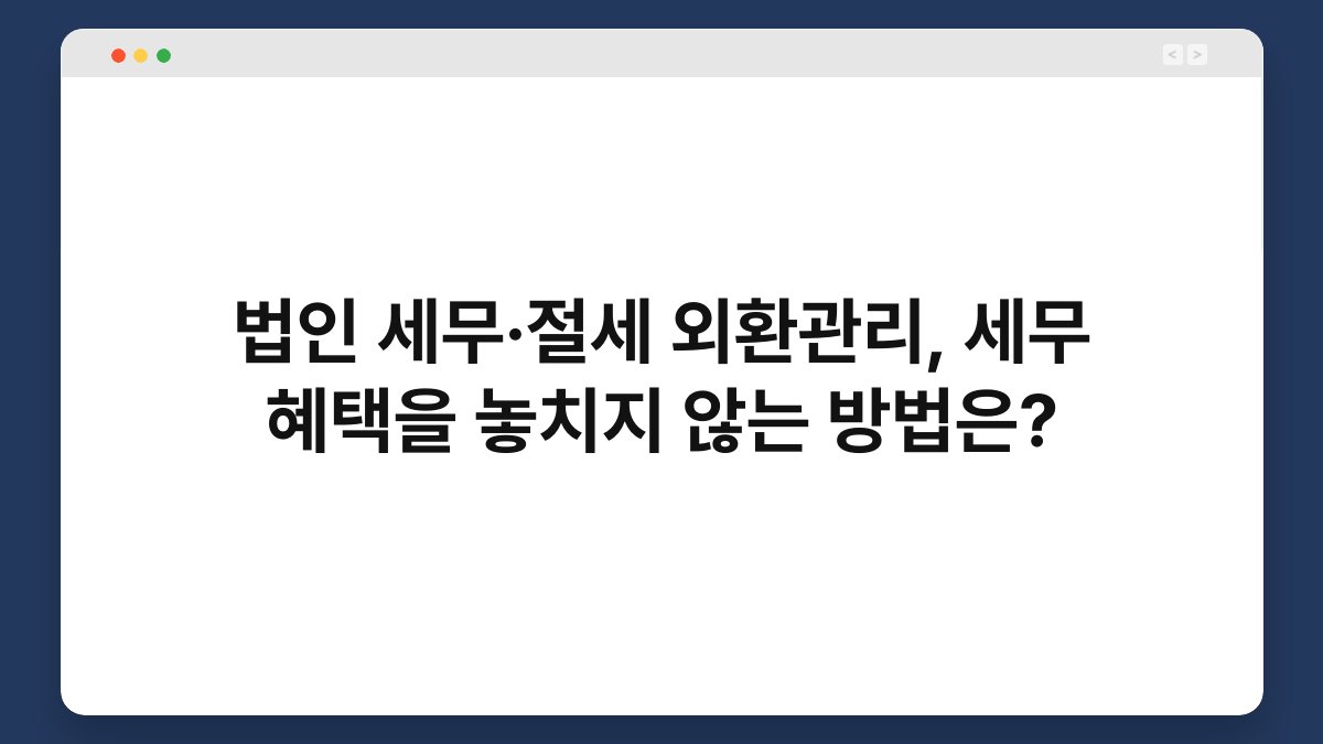 법인 세무·절세 외환관리, 세무 혜택을 놓치지 않는 방법은? 1