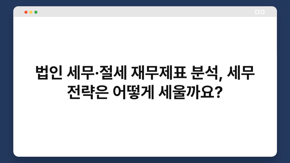 법인 세무·절세 재무제표 분석, 세무 전략은 어떻게 세울까요? 1