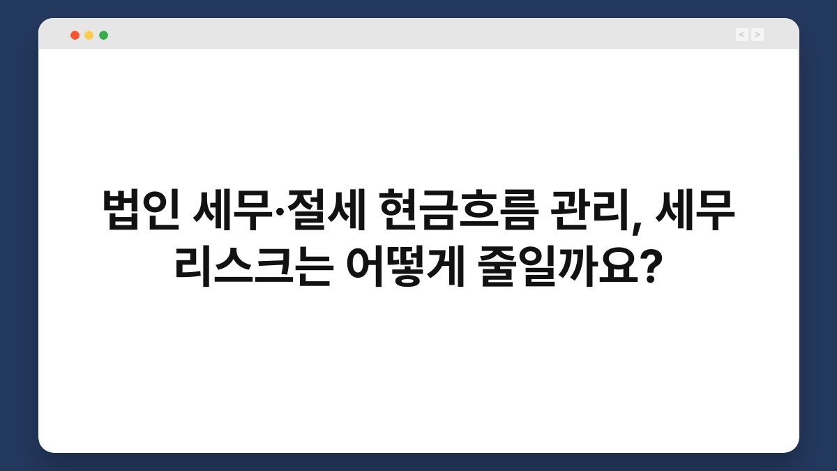 법인 세무·절세 현금흐름 관리, 세무 리스크는 어떻게 줄일까요? 1