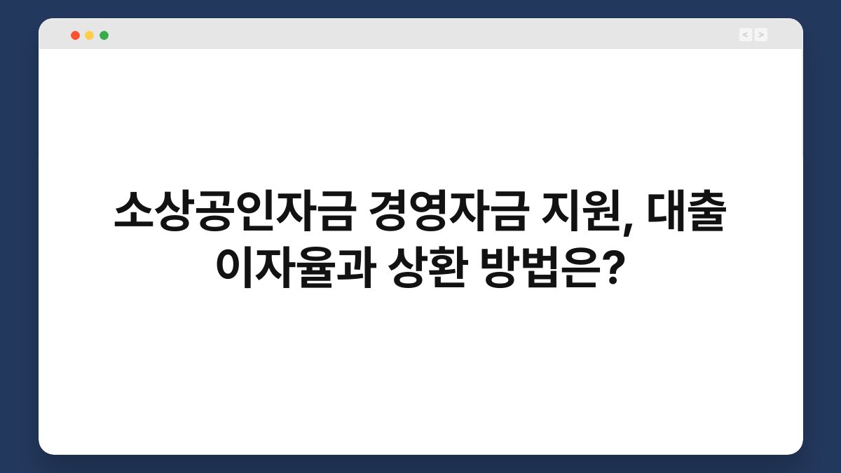 소상공인자금 경영자금 지원, 대출 이자율과 상환 방법은? 1