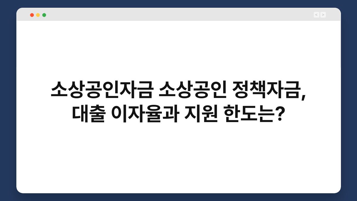 소상공인자금 소상공인 정책자금, 대출 이자율과 지원 한도는? 1