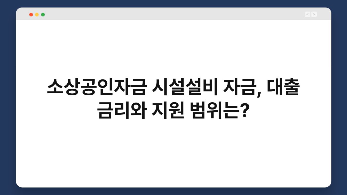소상공인자금 시설설비 자금, 대출 금리와 지원 범위는? 1