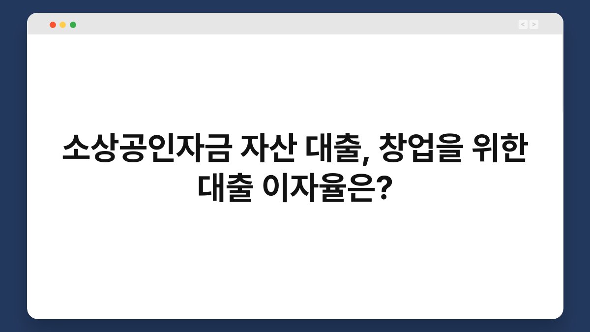 소상공인자금 자산 대출, 창업을 위한 대출 이자율은? 1
