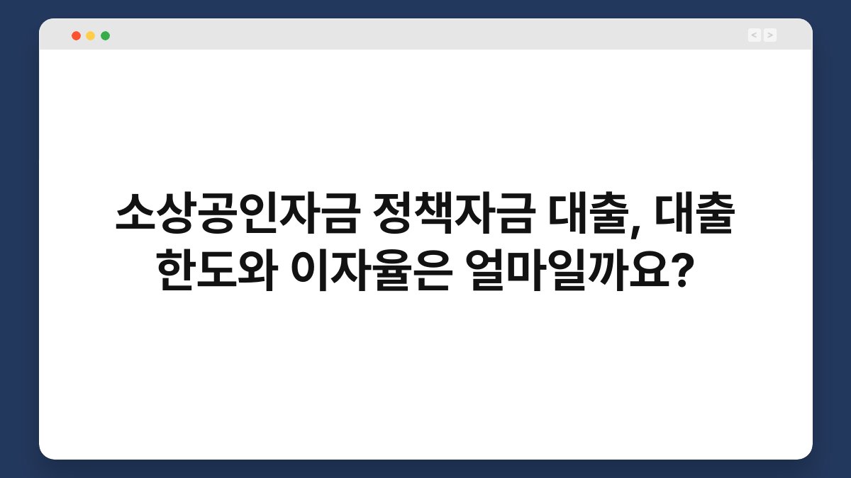 소상공인자금 정책자금 대출, 대출 한도와 이자율은 얼마일까요? 1
