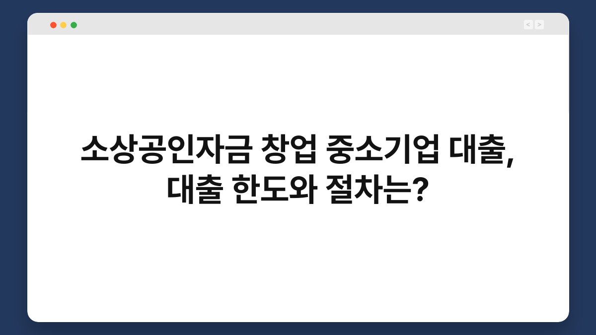 소상공인자금 창업 중소기업 대출, 대출 한도와 절차는? 1