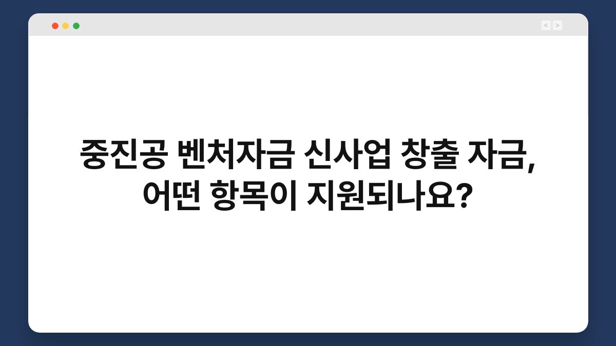 중진공 벤처자금 신사업 창출 자금, 어떤 항목이 지원되나요? 1