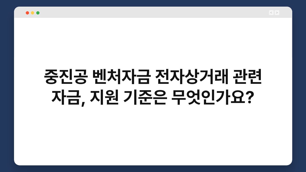 중진공 벤처자금 전자상거래 관련 자금, 지원 기준은 무엇인가요? 1