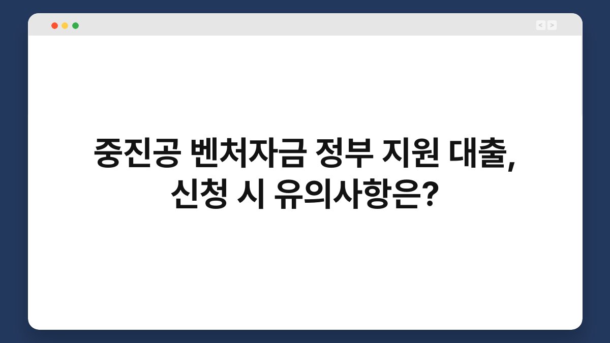 중진공 벤처자금 정부 지원 대출, 신청 시 유의사항은? 1