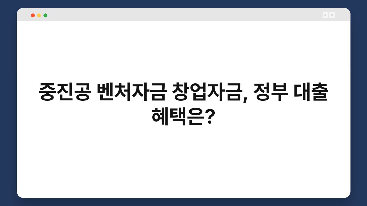 중진공 벤처자금 창업자금, 정부 대출 혜택은? 1