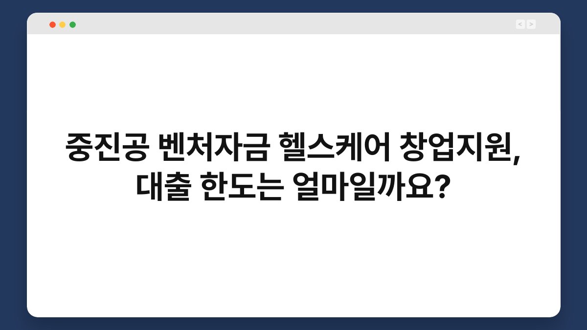 중진공 벤처자금 헬스케어 창업지원, 대출 한도는 얼마일까요? 1