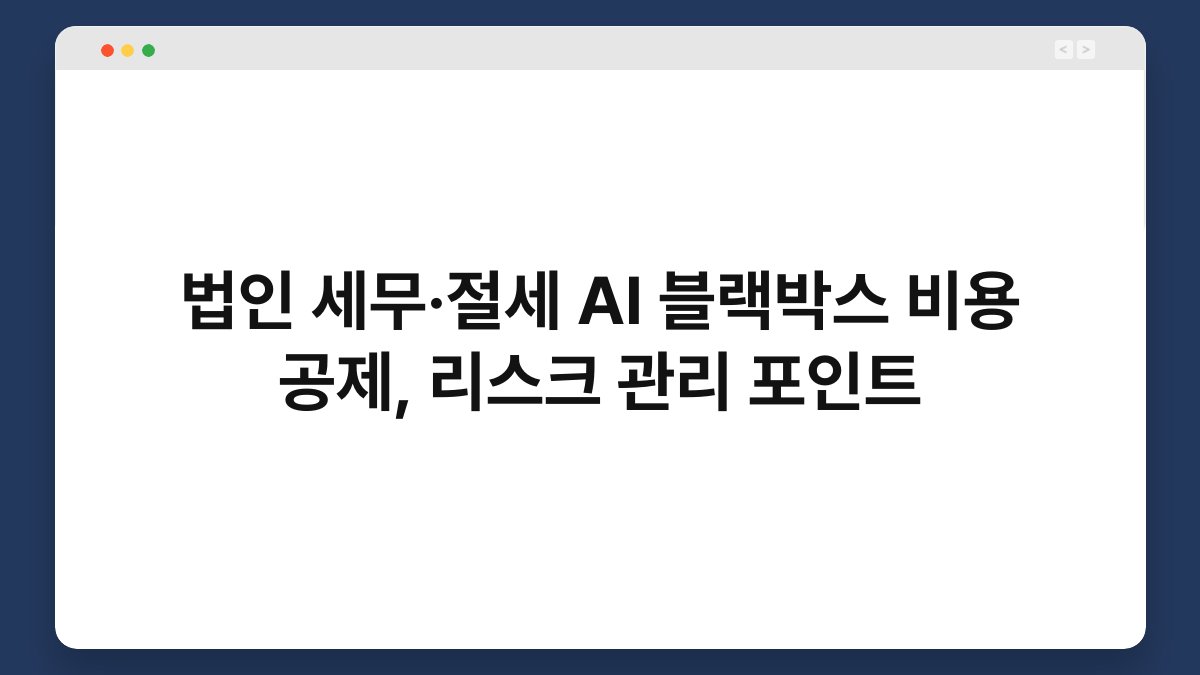 법인 세무·절세 AI 블랙박스 비용 공제, 리스크 관리 포인트 1