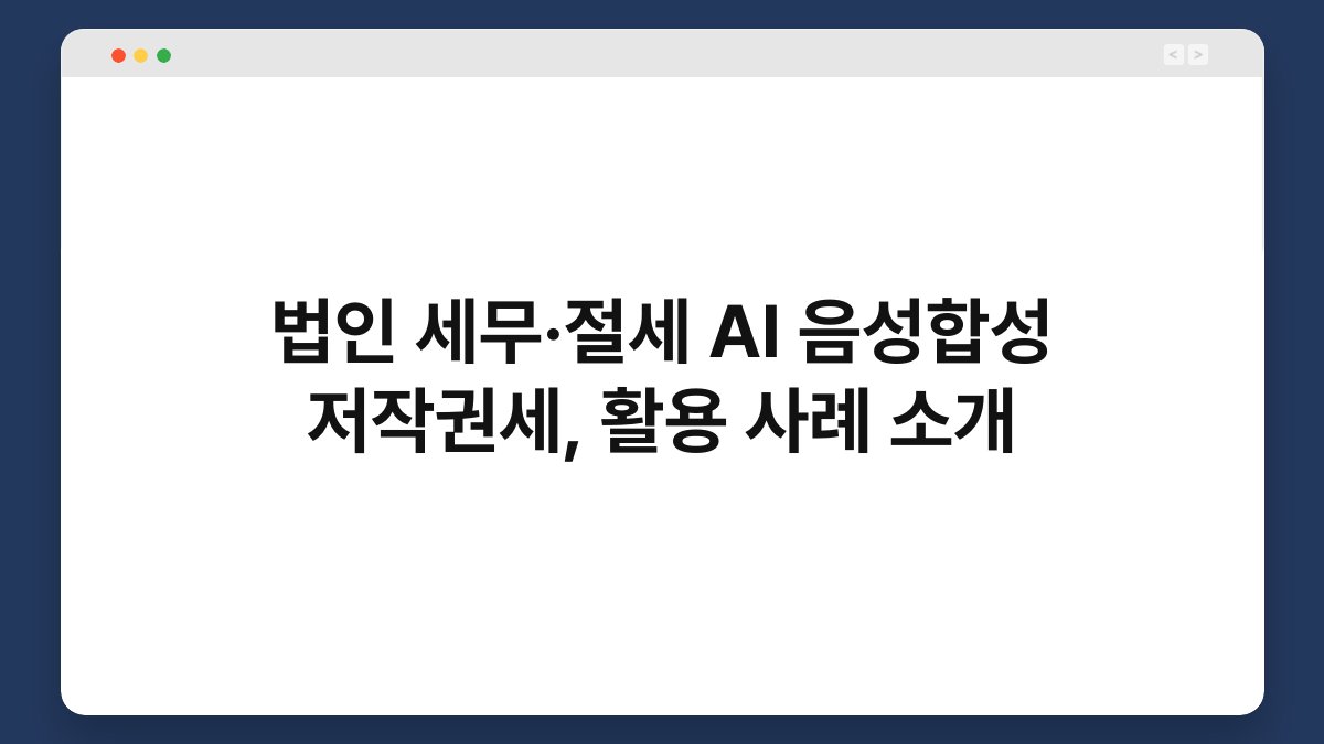 법인 세무·절세 AI 음성합성 저작권세, 활용 사례 소개 1