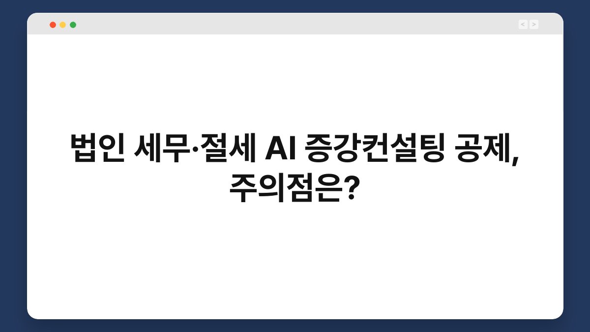 법인 세무·절세 AI 증강컨설팅 공제, 주의점은? 1