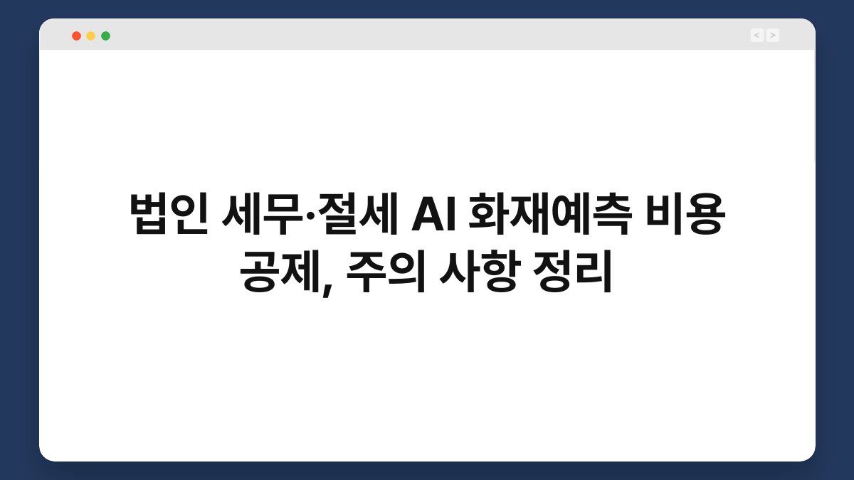 법인 세무·절세 AI 화재예측 비용 공제, 주의 사항 정리 1