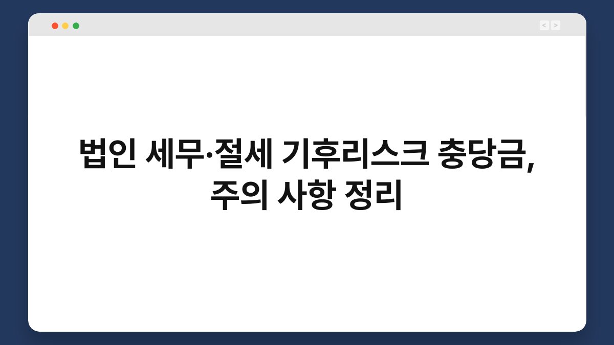 법인 세무·절세 기후리스크 충당금, 주의 사항 정리 1