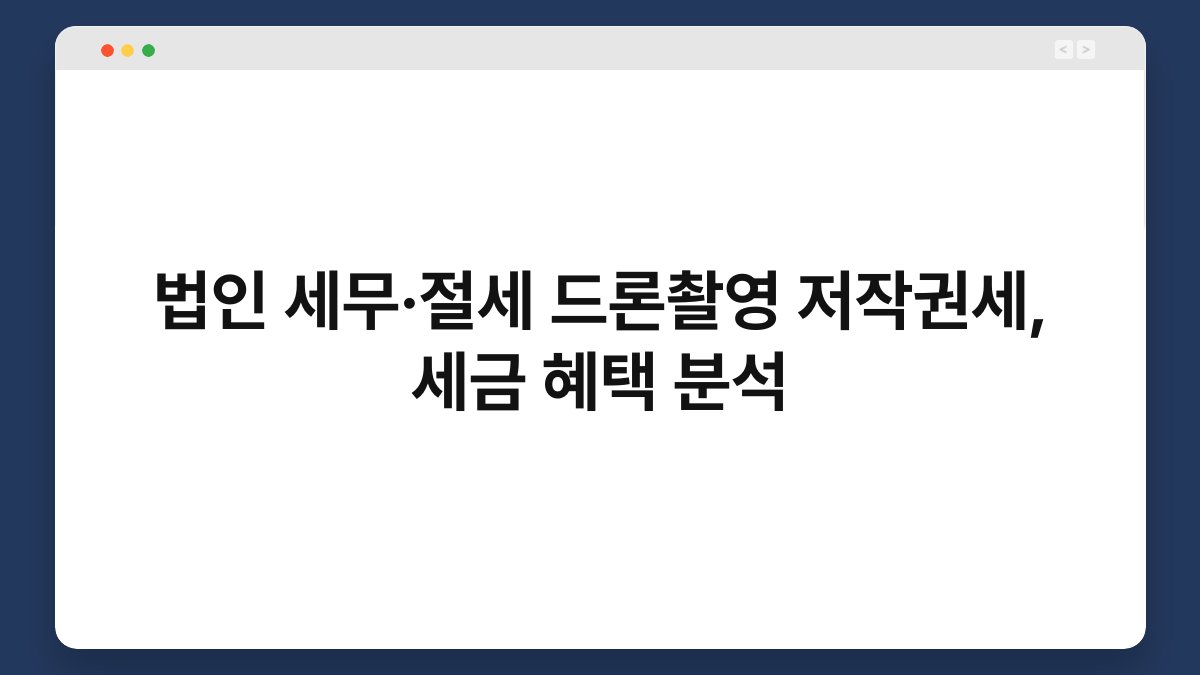 법인 세무·절세 드론촬영 저작권세, 세금 혜택 분석 1