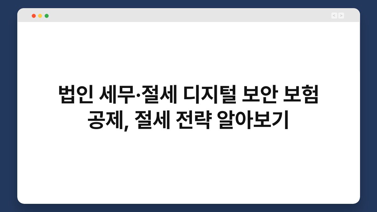 법인 세무·절세 디지털 보안 보험 공제, 절세 전략 알아보기 1
