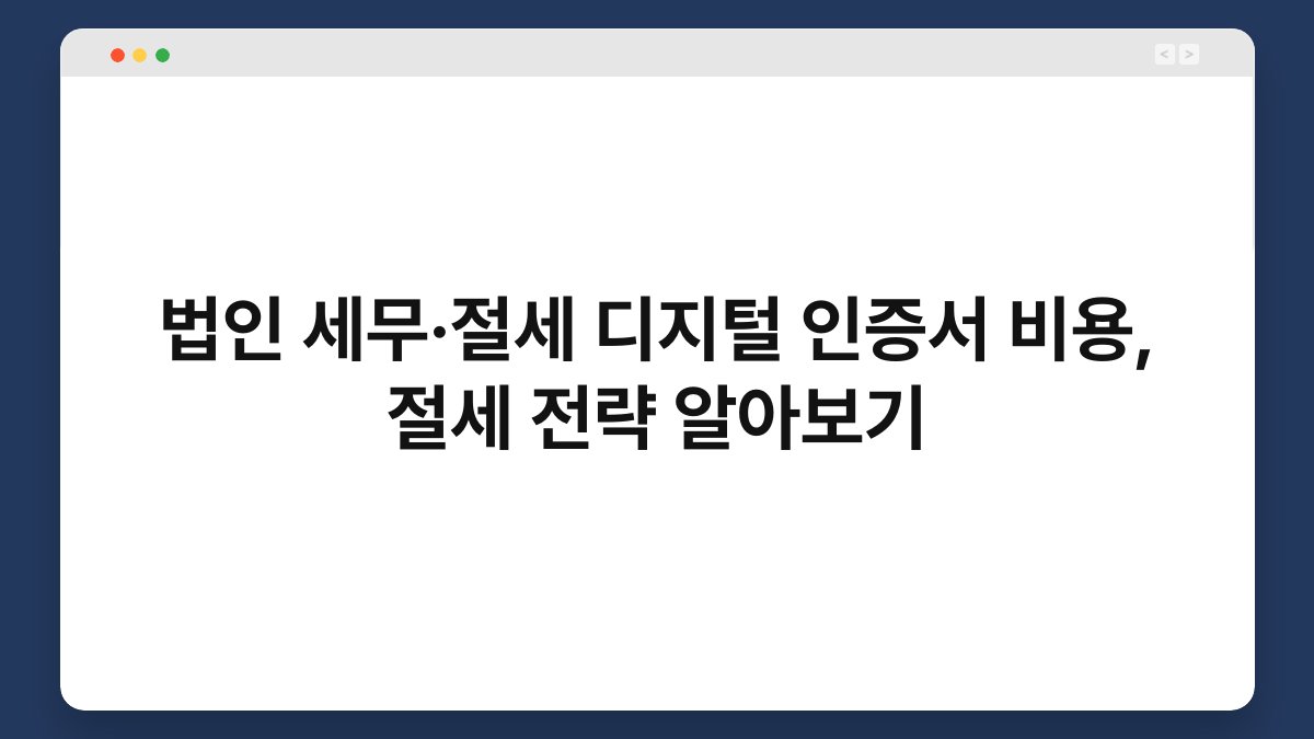 법인 세무·절세 디지털 인증서 비용, 절세 전략 알아보기 1