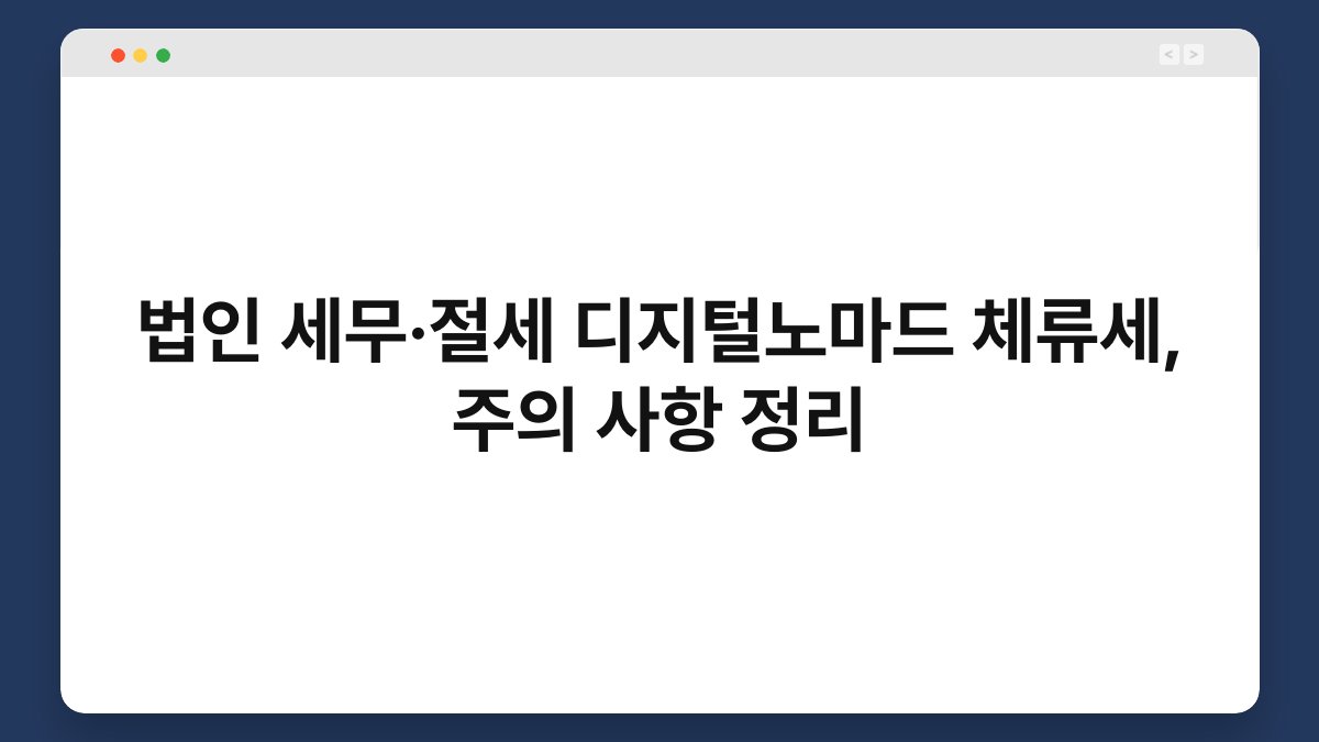 법인 세무·절세 디지털노마드 체류세, 주의 사항 정리 1