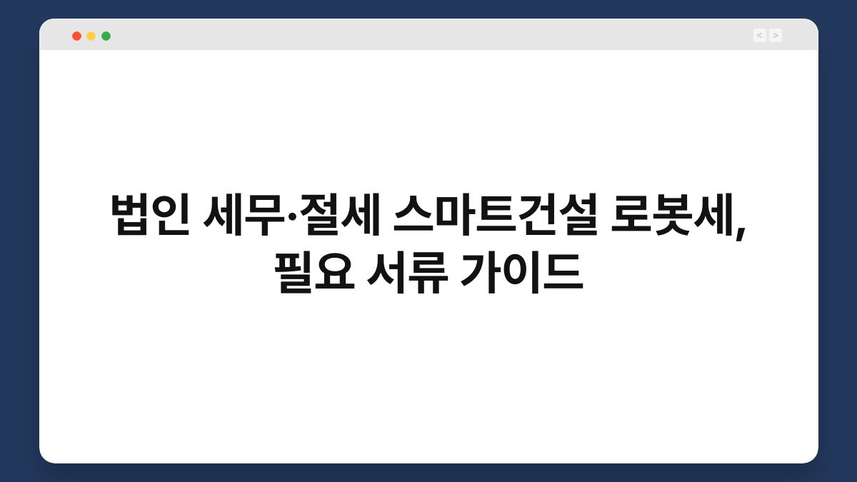 법인 세무·절세 스마트건설 로봇세, 필요 서류 가이드 1