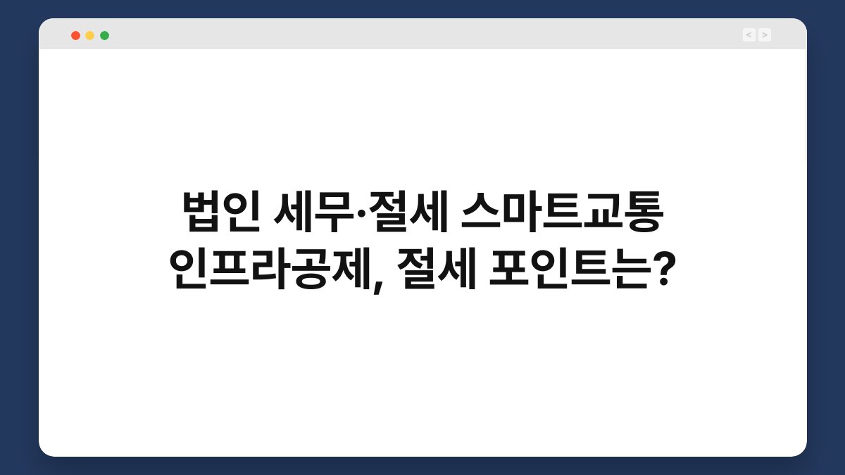 법인 세무·절세 스마트교통 인프라공제, 절세 포인트는? 1