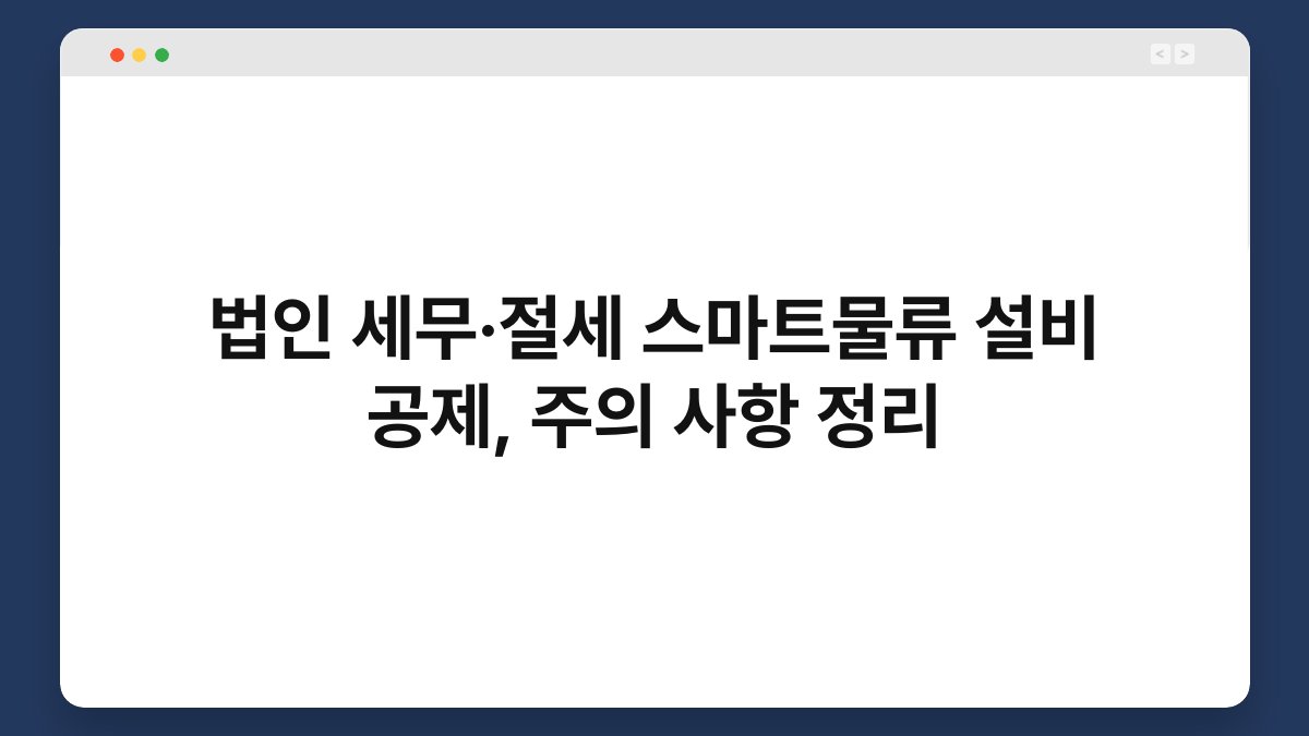 법인 세무·절세 스마트물류 설비 공제, 주의 사항 정리 1