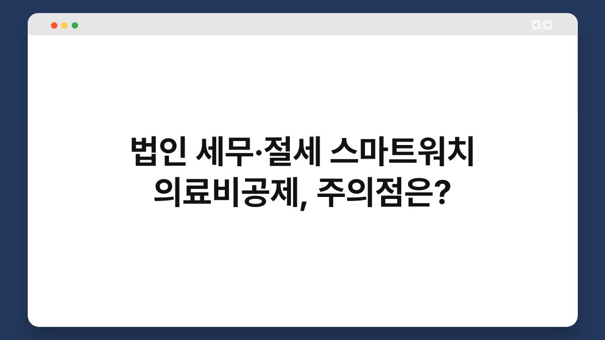법인 세무·절세 스마트워치 의료비공제, 주의점은? 1